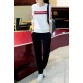 Casual Style Round Collar Long Sleeve Letter M Pattern Sweatshirt + Striped Pants Twinset For Women360261