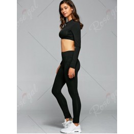 Long Sleeve Cropped T-Shirt With Leggings Gym Outfits