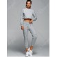 Long Sleeve Cropped T-Shirt and Side Zippers Design Harem Pants Outfits699691