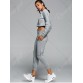 Long Sleeve Cropped T-Shirt and Side Zippers Design Harem Pants Outfits699691