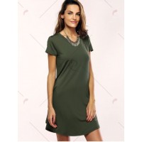 Brief Women's Solid Color Asymmetric T-Shirt Dress