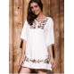 Ethnic Style V-Neck Embroidered Button Design Women s Dress416086