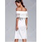 Sweet Off The Shoulder Lace Design Pure Color Dress For Women512385
