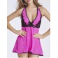 Stylish Halter Lace Panelled Babydoll For Women