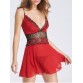 Stylish Strappy Cut Out Lace Panelled Dress For Women