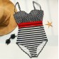 Women s Trendy Spaghetti Strap Polka Dot Striped One Piece Swimwear430294