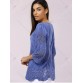 Stylish V-Neck Lace-Up 3/4 Sleeve Crochet Panelled Blouse For Women589558